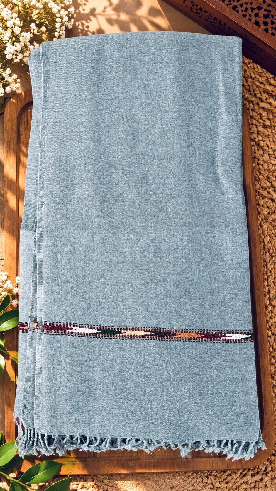 Australian Wool Shawl – Grey Pakistani Flower