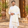 48 Single Favour Wool Hand-Made Khaddi Shawl – White